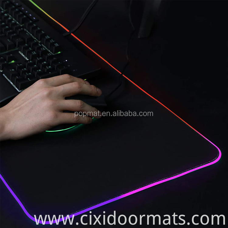 High quality Anti-slip rubber base USB luminous mouse pads customized gaming LED mouse pads